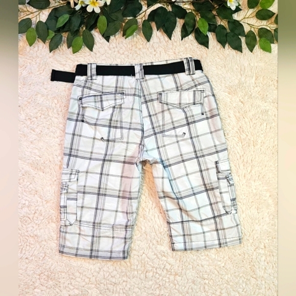 Urbanology Men's Lightweight Plaid Cargo Shorts w/belt - Picture 3 of 6
